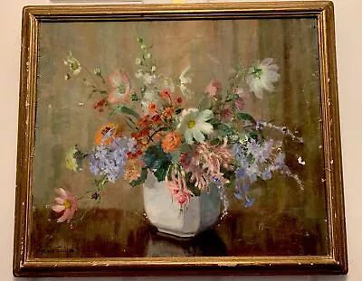 VTG Signed Original Oil Painting Still Life Mixed FLOWERS Vase Framed BEAUTIFUL • $164.95