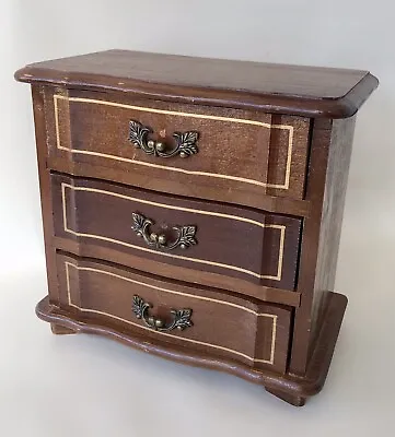 Vintage Wood Music Box Jewelry Cabinet 3 Drawer Dresser. 🎶 Somewhere My Love 🎶 • $14.95