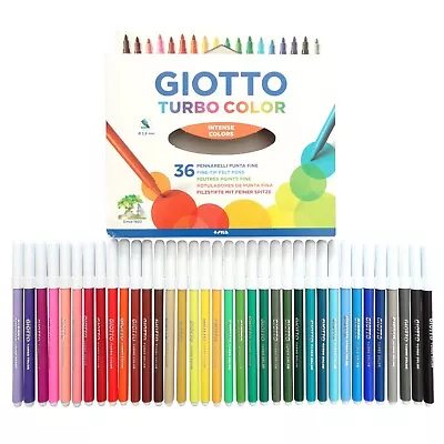 36 Pack Giotto Turbo Colour Fine Felt Tip Fibre Colouring Pens - School Draw Art • £7.95