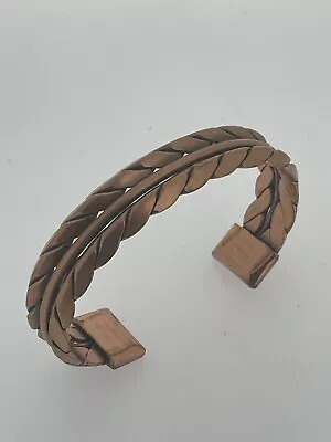 Vintage Solid Copper Woven Design Mens Women’s Cuff Bracelet Adjustable • $16.24