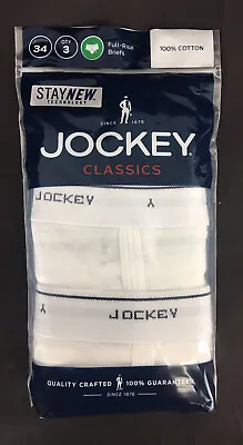$13.49 • Buy Jockey Classics Men's Full-Rise Briefs White Size 34 Pack Of 3 Bin30
