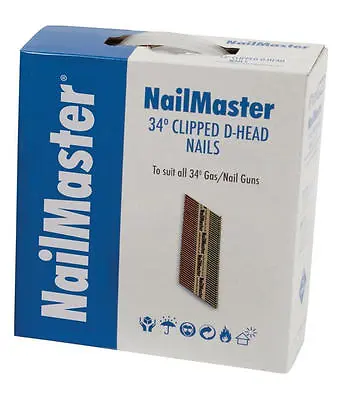 FOX Nailmaster 50mm64mm75mm90mm Galvanised First Fix Clipped Head Nails & Gas • £12.95