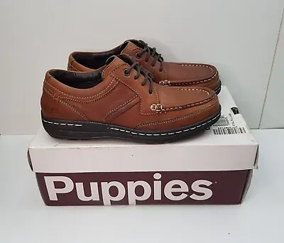 Hush Puppies Vines Victory Size 6uk Eur40 Brown Leather Lace Up Shoes Moc Toe • £41.99