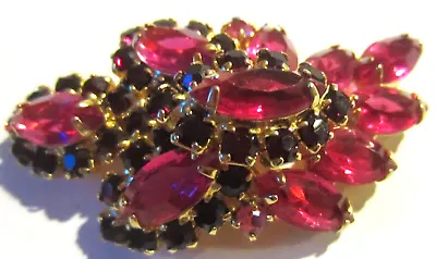 Vintage Ruby Red Pink Rhinestone  Brooch Prong Set Julianna ? • $75