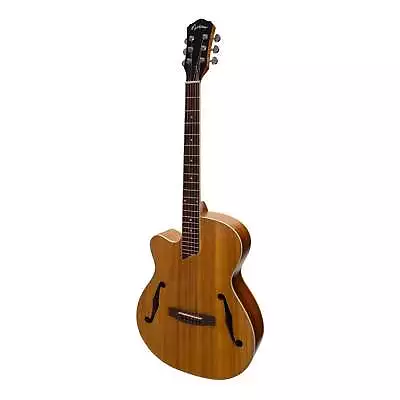 Martinez Left Handed Jazz Hybrid Acoustic Small Body Cutaway Guitar (Koa) • $323.95