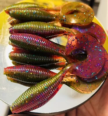 5” Fat Grub Tail 6 Pack Fishing Lure Oiled & Scented (ZOMBIE FRUIT)* • $6.99
