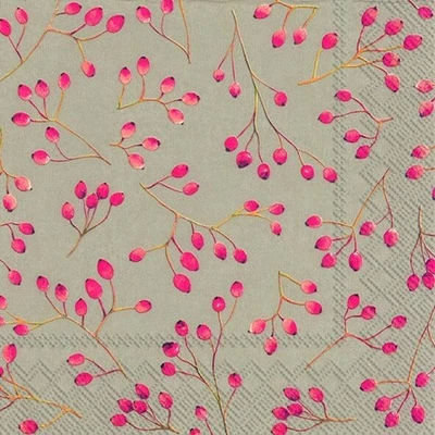 £4.99 • Buy Belle Linen Red Berries Christmas Paper 33cm Square Lunch Napkins 20 In Pack