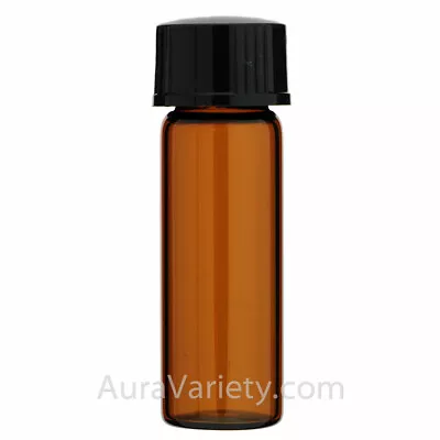 MADE IN USA 1 DRAM 4ml AMBER VIAL & FLAT CAP - OIL PERFUME 12 24 72 144 288 • $12