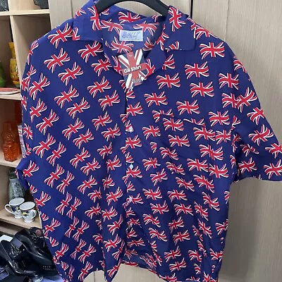 Union Jack Short Sleeve Shirt By Wicked. New With Tags Size L 46 Inch • £13.50