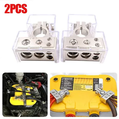 2pcs Car Battery Terminal 0/4/8 AWG Gauge W/ Positive Negative Connectors Clamp • $19.39