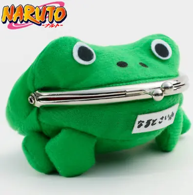 Naruto Gama-chan Green Frog Toad Coin Purse Wallet Money Bag Plush Toy 4” • £6.74