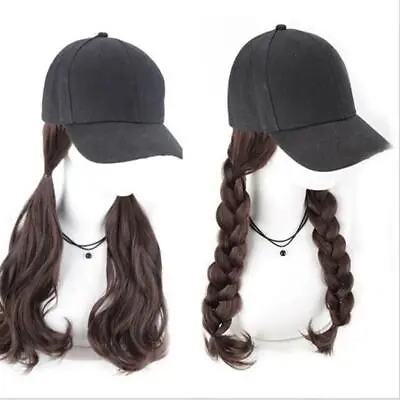 60Cm Long Wigs Baseball Cap Wig Long Curly Hair Straight Hair Wig Cap Sell • $10.89