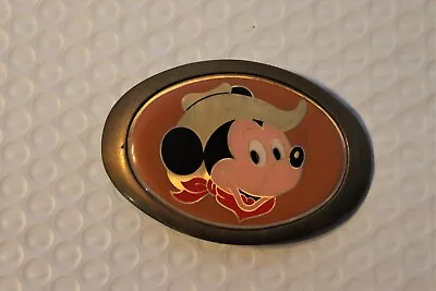 Vintage Baron Mickey Mouse Full Face Cowboy Solid Brass Belt Buckle Rare • $30