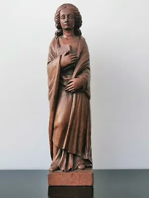 Antique French Hand Carved Saint Ledy Holding Book Figurine Sculpture Statue 13  • £110.68