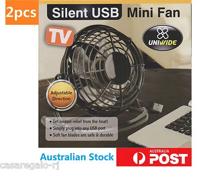 $17.59 • Buy 2x USB Fan Desk Mini Fan Cooling Notebook Laptop PC Computer Portable Super Mute