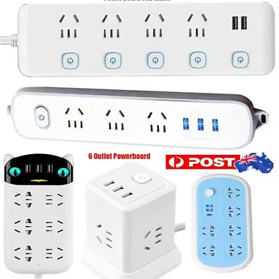Power Board 6 3 4 Way Outlets Socket USB Charging Charger Ports Surge Protector • $14.79