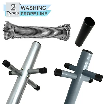 Clothesline Post Pole 2.4 Meters Galvanized Outdoor Clothes Drying Washing Line • £34.97