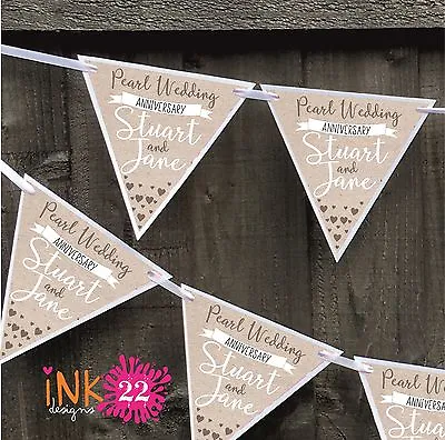£4.97 • Buy Personalised Pearl 30th Wedding Anniversary Party Decoration Banner Bunting