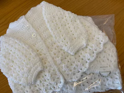 Beautiful White Hand Crochet Babies Matinee Jacket • £10