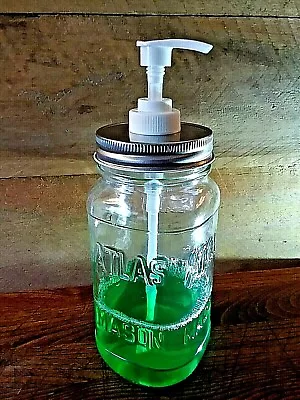 Mason Jar Soap Pump Dispenser ~ Atlas  ~  Glass 24 Oz ~ LARGE • $13.95