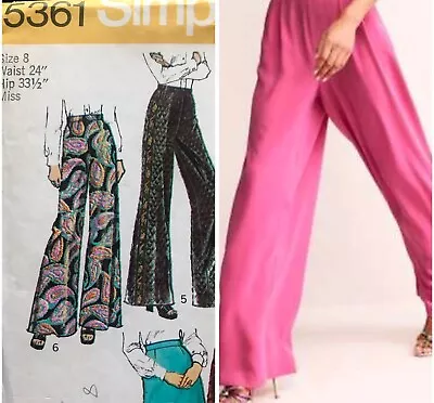 Vtg 1970s Wide Leg Pants Skirt Sewing Pattern Simplicity 5361 Sz 8 • $10