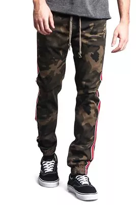 Victorious Men's  Waistband Drawstring Track Style Side Striped Joggers JG3006 • $19.95