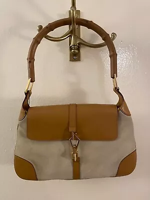 Vintage Gucci Bamboo Jackie Taupe Suede Leather Hobo Shoulder Bag Tom Ford Era • $425