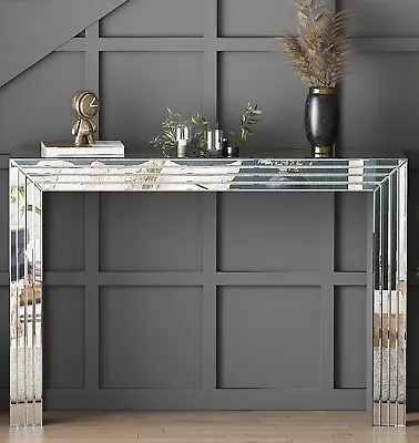 Modern Glass Console Table 47'' Silver Entryway Table For Living Room Hallway • $399.99