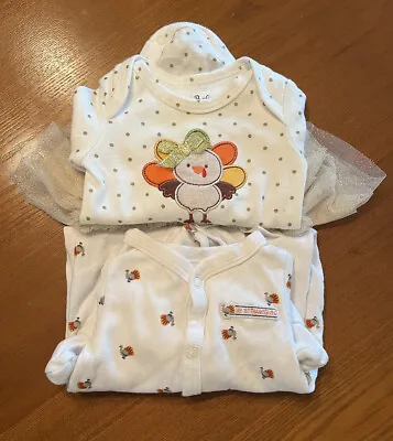 Baby Girl 3 Month Thanksgiving Outfit With Pajamas My First Thanksgiving • $5.50