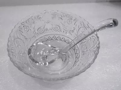 Vintage Glass Condiment Dish & Spoon • $12