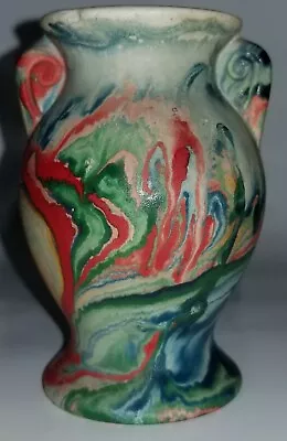 VINTAGE 1940's MORTON POTTERY END OF DAY MULTICOLOR SWIRL URN VASE • $4