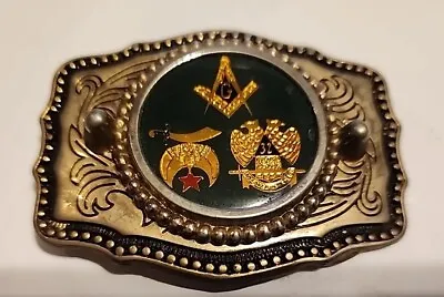 Vintage Belt Buckle Masonic Freemasonry Scottish Rite 32nd Degree Syrian Shriner • $15