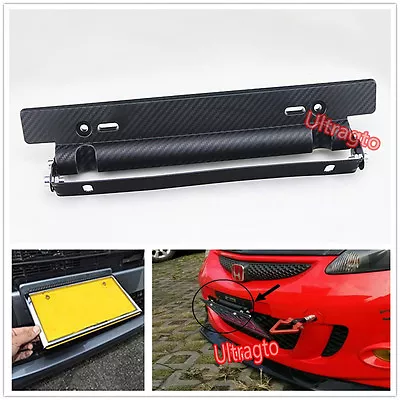 Jdm Carbon Fiber Style Bumper License Plate Bracket / Relocate Frame Mount Bk035 • $14.99