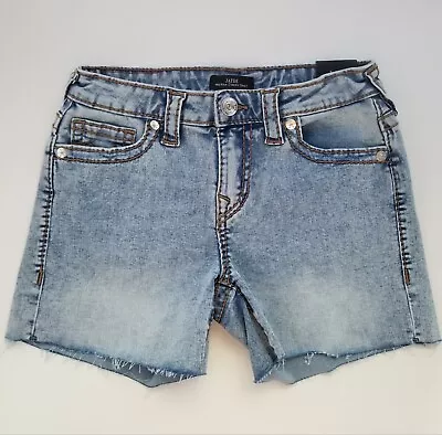 True Religion Jayde Light Wash Denim Mid Rise Classic Shorts Size 27 $159 • $49.99