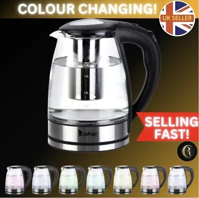 1.8l Electric Glass Kettle Cordless Fast Boil Colour Changing Light UK Plug • £19.99