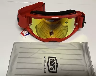 100% Strata 2 MX Motocross Goggles Red With Red Mirror Lens - Adult • $39.99