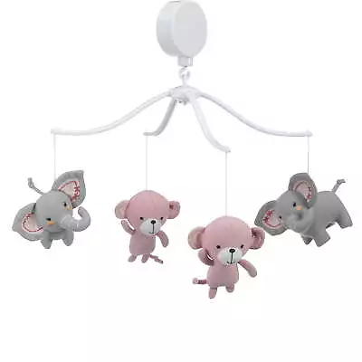 Bedtime Originals Twinkle Toes Musical Baby Crib Mobile - Pink Gray Animals • $37.50