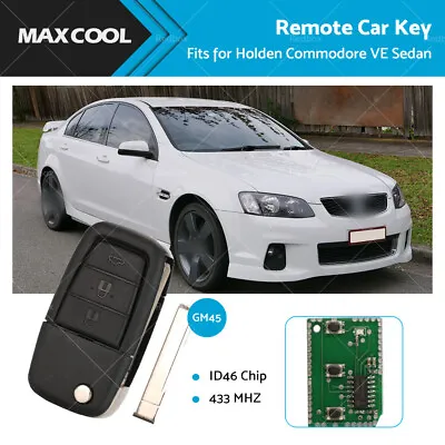 $39.99 • Buy Fit For Holden Commodore VE 433 MHz Complete Flip Key & Remote Car Key ID46 Chip
