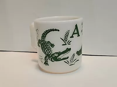 Vintage Hazel Atlas Childs Alphabet  A  Alligator -Milk Glass Cup • $12.99