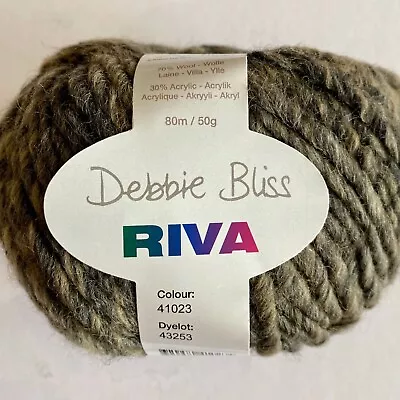 Debbie Bliss  Riva 14ply Khaki Multi #23 - 70% Wool 30% Acrylic 50g Balls $9.95 • $9.95