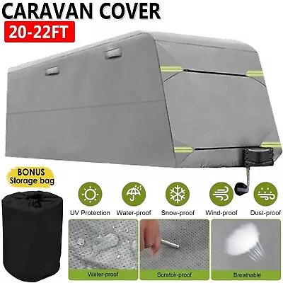 Heavy Duty Caravan Cover 20-22ft Campervan Waterproof 4 Layer With UV Carry Bag • $209.99