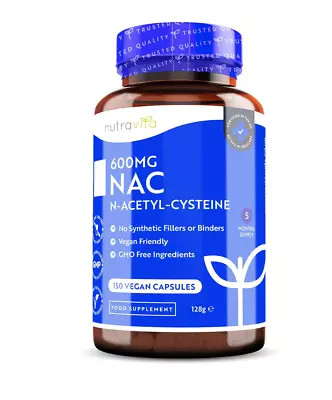 NAC N-Acetyl-Cysteine 600mg – 150 Vegan Capsules – No Fillers Or Binders • £18.99