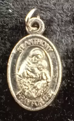 Vintage Silver Tone St Anthony St Jude Christian Pendant Pray For Us Estate • $7.99