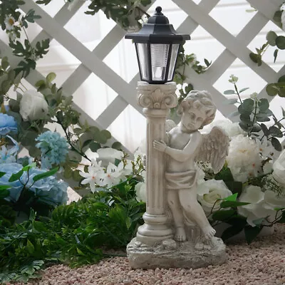 50CM Garden Ornament Angel Cherub Home Decor Figurine Statue LED Light Decor • £22.94