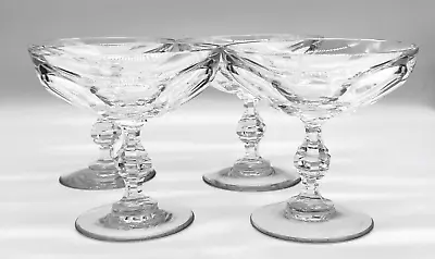 4 Val St Lambert Crystal Champagne Or Tall Sherbet Glasses; Etched Panels; Vas6 • $59.99