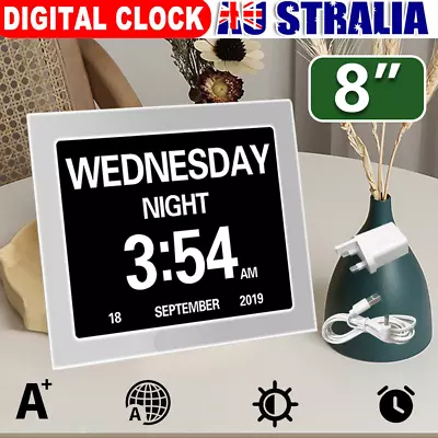 7/8  Large LED Digital Calendar Clock Dementia Alarm Day/Week/Month/Year Display • $42.90