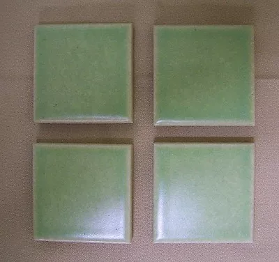 1 Vintage 3  Small Thick TILE Pale Green Crackle Finish Glazed Ceramic Wall NOS • $10