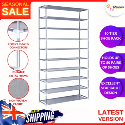 $37.01 • Buy 160cm Tall 10 Tier Durable, Tidy, DIY Stackable Shoe Storage Rack Indoor/Outdoor