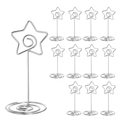 12pcs Table Number Holders 85mm Tall 40mm Base Width Star Silver Tone • £8.22