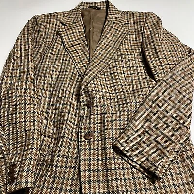 Anthony Boeg Tweed Ireland Wool Blazer Sports Coat Brown Plaid 42  Chest FLAW • $37.57